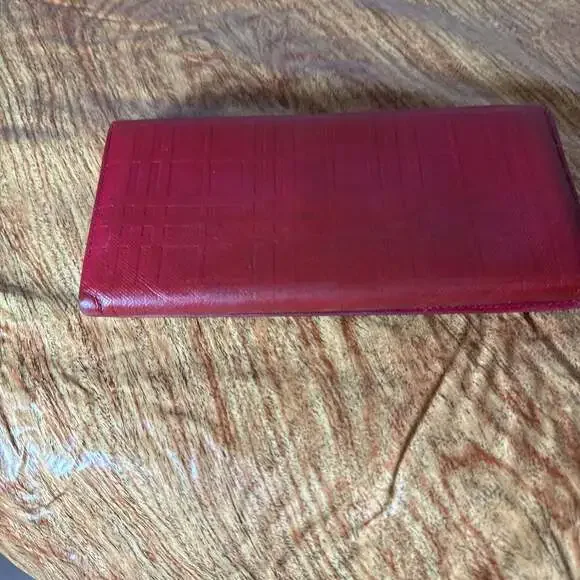 Burberry Embossed Leather Bifold Continental Long Wallet Red